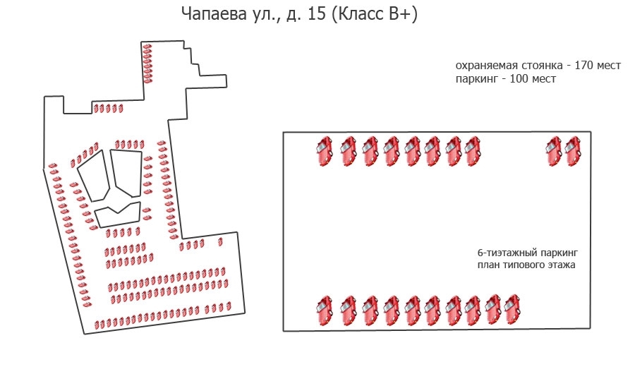 план парковки бизнес-центра по адресу Чапаева ул., д. 15Ж